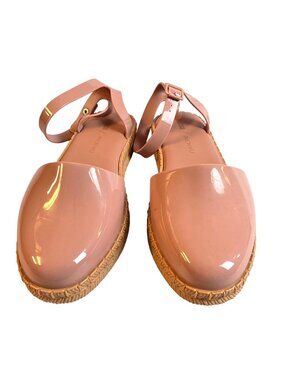 Melissa x Jason Wu Espadrille Jelly Sandals Women Size 8 Pink Ankle Strap Glossy